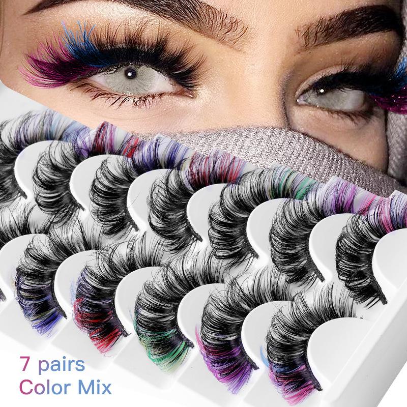 Eyelash Extension Cluster - 7 пар цветных накладных ресниц 3D