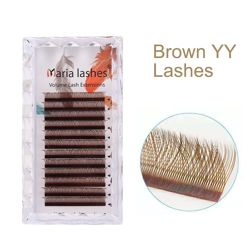 Eyelash Extension Yelix - MARIA Коричневые ресницы в форме YY,