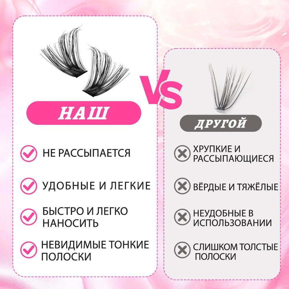 Eyelash Extension Cluster - Натуральные накладные ресницы в стиле Wispy,