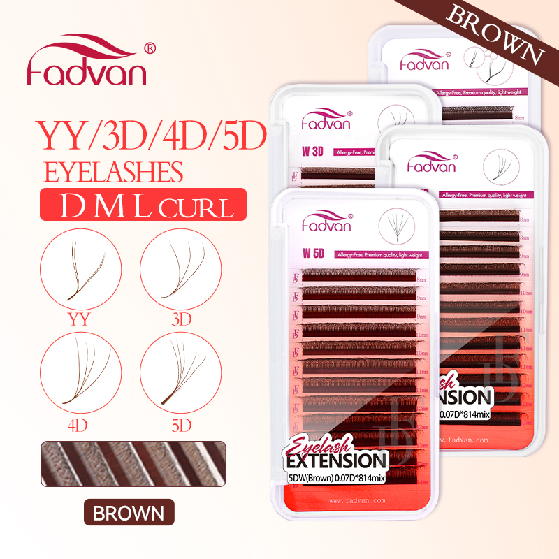 Eyelash Extension Yelix - FADVAN коричневые 4D/3D/5D ресницы W-образные ресницы
